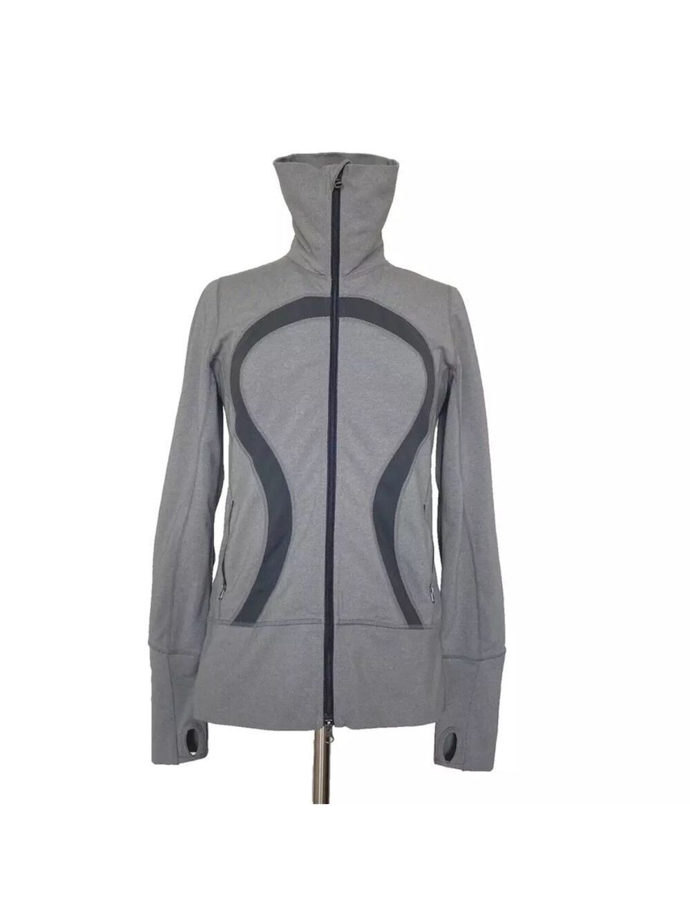 Lululemon In Stride Jacket Full Zip Gray Thumbholes Size 8?